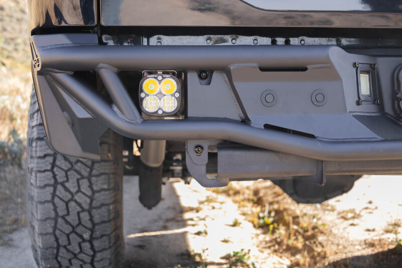 Ford F-150 Rear Bumper - DV8 Offroad - Tube design, Single exhaust models - Micro-texture black powder coat - `21-`26